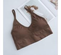 Women's Seamless Backless Camisole Bra with Underwire Framework and U-Shaped Sports Bra Configuration for Spring Summer Autumn Winter Wear (One Size Coffee)