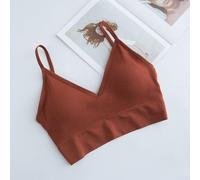 Women's Seamless Backless Camisole Bra with Underwire Framework and U-Shaped Sports Bra Configuration for Spring Summer Autumn Winter Wear (One Size Caramel)