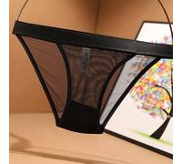 Women's Seamless Briefs with Wide Brimmed Mesh Lace Border Providing Smooth Fit and No Visible Panty Lines (L Black)