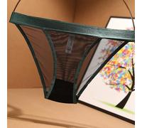 Women's Seamless Briefs with Wide Brimmed Mesh Lace Border Providing Smooth Fit and No Visible Panty Lines (L Green)