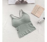 Women's Seamless Camisole with Built-in Bra Pads, Beautiful Back Design, Regular Fit Stretchy Tank Top for Daily Vacation Club Wear, One Size Fits 40-62.5kg(One Size Green)