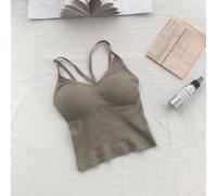 Women's Seamless Camisole with Built-in Bra Pads, Beautiful Back Design, Regular Fit Stretchy Tank Top for Daily Vacation Club Wear, One Size Fits 40-62.5kg(One Size Coffee)