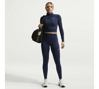 Nike Women's One Seamless Front High Waisted Leggings - Midnight Navy/White - XS - Blue