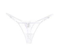 Women's Seamless Panties Adjustable Sexy Underwear Thongs G String Lace Soft Briefs Breathable Tangas See Through Funny Bikini Panties Stretch Underpants Cheeky Cute Tummy Control White