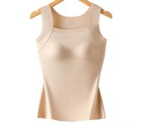 Women's Seamless Square Neck Tank Top Solid Fitted(Flesh tone XL)