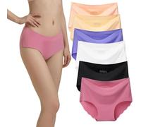 Womens Seamless Underwear Ice Silk Invisible Knickers Quick Dry panty Full Coverage Mid Rise Panties Breathable Comfy Briefs 6 Pack