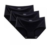 Womens Seamless Underwear Invisible Silky Breathable Briefs Stretch Hipster Panties Ladies Bikini Knicker High Waisted Ladies Underwear No VPL Full Knickers 3 Pack (Black, XXL)