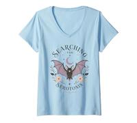 Women's Searching for Serotonin Bat Goth V-Neck T-Shirt
