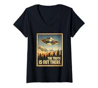Women's Searching for The Truth UFO Alien Encounter Classic Vintage V-Neck T-Shirt