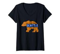 Women's Seattle Washington Bear for Nature Lover V-Neck T-Shirt