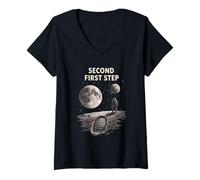 Women's Second First Step Astronaut Moon Landing Space Lunar V-Neck T-Shirt