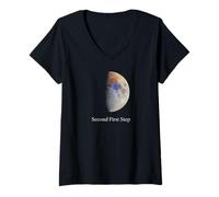 Women's Second First Step Moon Space Astronomy Lunar Cosmos V-Neck T-Shirt