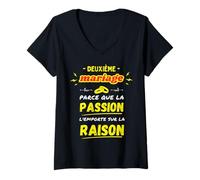 Womens Second Marriage Passion Wins Reason Humor V-Neck T-Shirt