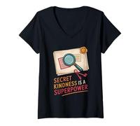Womens Secret Kindness is A Superpower Funny Positive Agent V-Neck T-Shirt