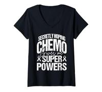 Womens Secretly Hoping Chemo Gives Me Superpowers Support V-Neck T-Shirt