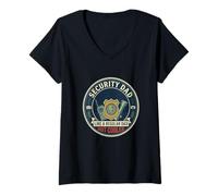 Women's Security Dad Protection Guard Safety Officer Father's Day V-Neck T-Shirt