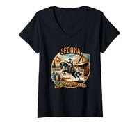 Womens Sedona Arizona Cowboy Horse V-Neck T-Shirt