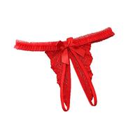 Women's See Through Cutout Ladies Underwear Crotchless Sexy Tummy Control Panties Soft G String Cute Thongs Jacquard Lace Elastic Flattering Bikini Panties Eversoft Briefs Red