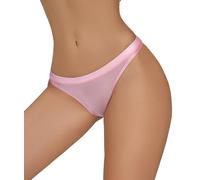 Women's See Through Glossy Shiny Thong Breathable Seamless Semi Transparent Underwear Sheer Briefs Clubwear Pink M