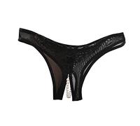 Women's See Through Panties Pearl Low Waist Sexy Thongs Underwear for Women Tummy Control Cutout Comfor Briefs Arch Support Lace Crotchless Tangas Breathable Cheeky Black