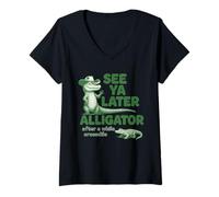 Womens See Ya Later Alligator Cowboy - Funny Southern Crocodile V-Neck T-Shirt