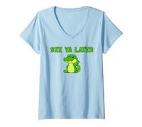 Womens See Ya Later Alligator Cute Green Gator Design Dad Humor V-Neck T-Shirt
