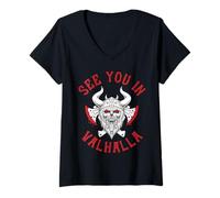 Womens See You in Valhalla Viking Design V-Neck T-Shirt