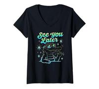 Women's See You Later Teacher Summer Alligator Last Day of School V-Neck T-Shirt