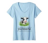 Women's Seeing Things from Your View is Quite A Stretch Funny Cow V-Neck T-Shirt