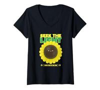 Women's Seek The Light Positive Happy Statement V-Neck T-Shirt