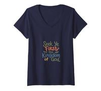 Women's Seek Ye First the Kingdom of God V-Neck T-Shirt