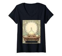 Women's Seer Tradition The Protective Garlic of Haft Sin V-Neck T-Shirt