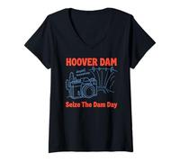 Women's Seize The Dam Day Hoover Dam Retro Desert Memories Pun V-Neck T-Shirt
