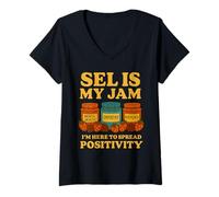 Womens SEL is My Jam Funny Teacher Learning Back to School V-Neck T-Shirt