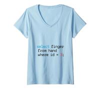 Womens Select Finger from Hand Where id = 3, Funny Programmer SQL V-Neck T-Shirt