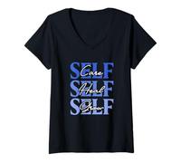 Women's Self Care Self Heal Self Grow - Mindful Growth Quote V-Neck T-Shirt