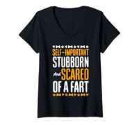 Womens Self-Important Stubborn and Scared of A Fart Griffon V-Neck T-Shirt