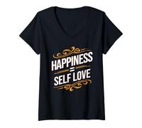 Womens Self Love Matters - Happiness Equals Self Care Mindset V-Neck T-Shirt