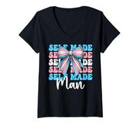 Womens Self Made Man Transgender Trans Pride Flag LGBTQ V-Neck T-Shirt