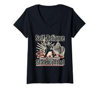 Women's Self Reliance State Control Quote Funny Retro Saying V-Neck T-Shirt