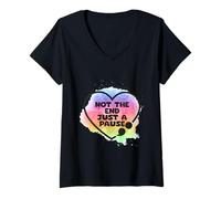 Women's Semicolon Suicide Prevention Not End Just Pause Semi Colon V-Neck T-Shirt