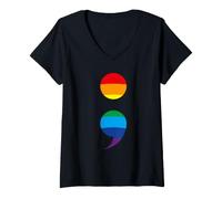 Women's Semicolon Suicide Prevention Semicolon Semi Colon V-Neck T-Shirt