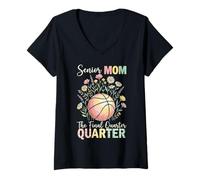 Women's Senior 2026 Basketball Mom Final Quarter Varsity Game Day V-Neck T-Shirt