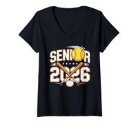 Women's Senior 2026 Softball Player Graduation Pride V-Neck T-Shirt