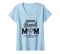 Womens Senior Band Mom Class of 2026 The Last Marching Season V-Neck T-Shirt