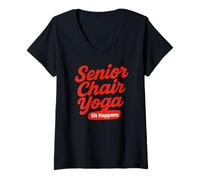 Womens Senior Chair Yoga Balance Boost for Older Adults Vintage V-Neck T-Shirt