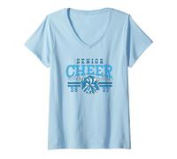 Women's Senior Cheer 2027 Class Team Spirit School Blue Pride V-Neck T-Shirt