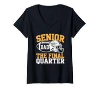Womens Senior Football Dad Father The Final Quarter 2026 Game Day V-Neck T-Shirt