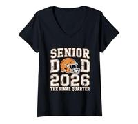 Womens Senior Football Dad Father The Final Quarter 2026 Game Day V-Neck T-Shirt