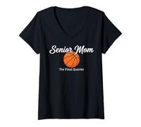 Women's Senior Mom Class of 2026 Final Quarter Funny Basketball V-Neck T-Shirt